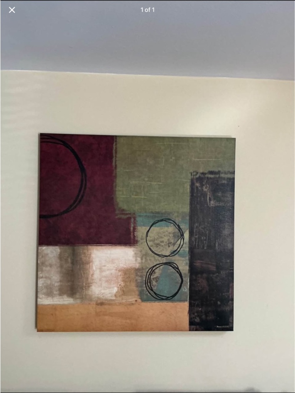 Modern Abstract Wall Art in Burgundy, Olive Green, Teal, Black and Tan